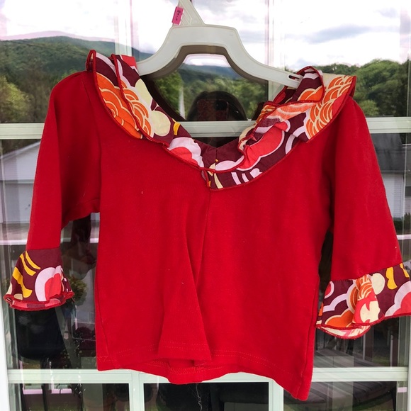 Baby Gassy Gooma Red Flora Top and Jean Skirt 4T - Picture 2 of 6